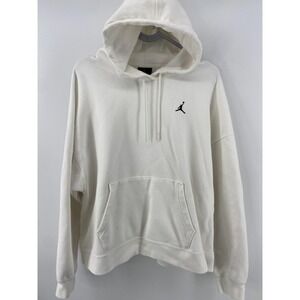 Jordan Hoodie Womens XL White Fleece Jumpman Logo Pullover Basketball Gym